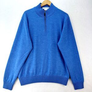 Martin Timeless as Game Sweater Mens XL Blue Merino Wool Lined Italian 1/4 Zip